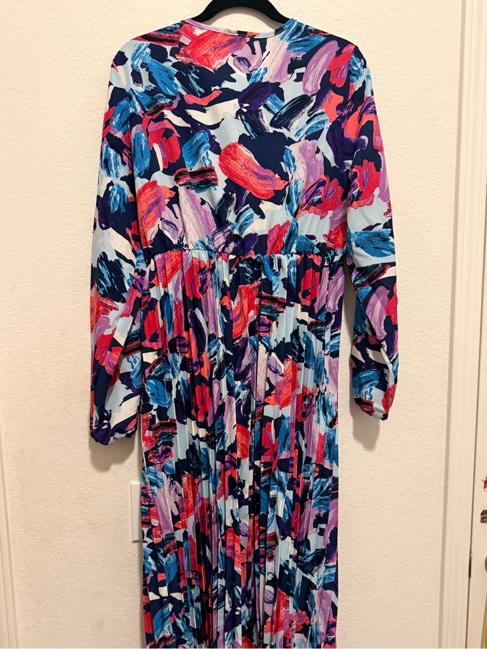 SHEIN Multicolor Brushstroke Maxi Dress in Navy, Pink & Blue